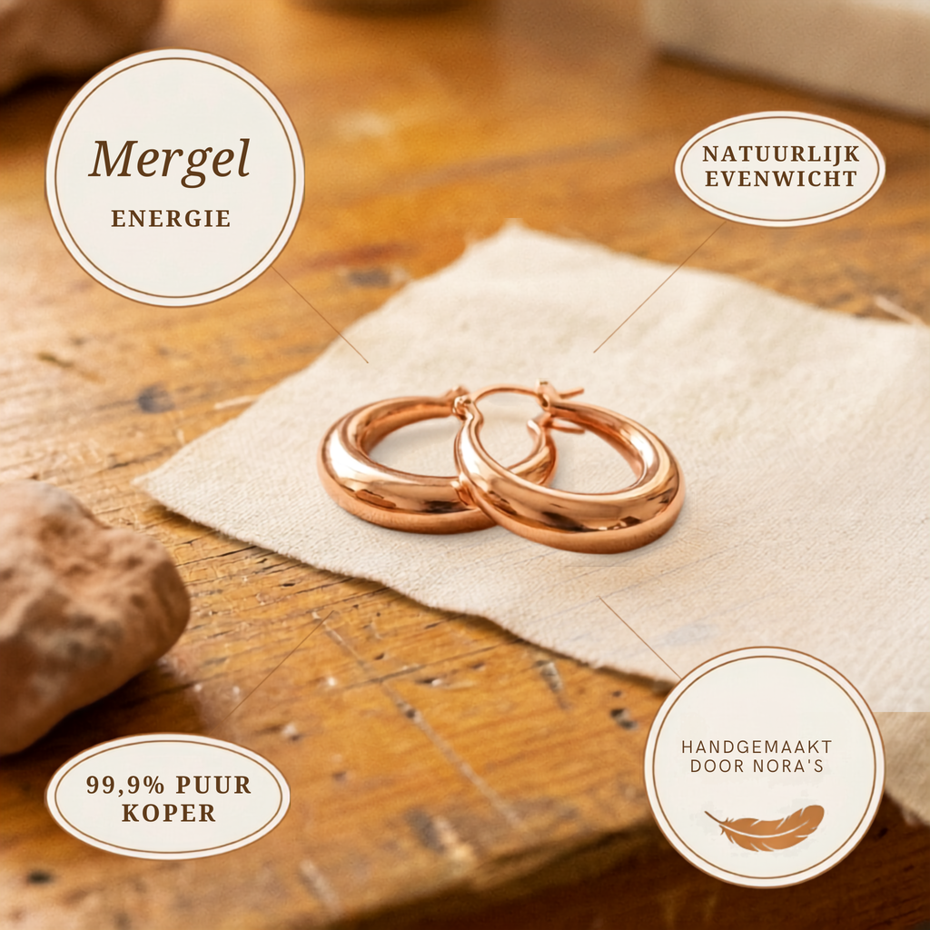 Nora's Mergel Koperen Oorbellen