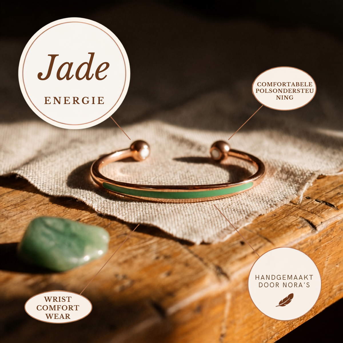 Nora's Jade Koperen Armband