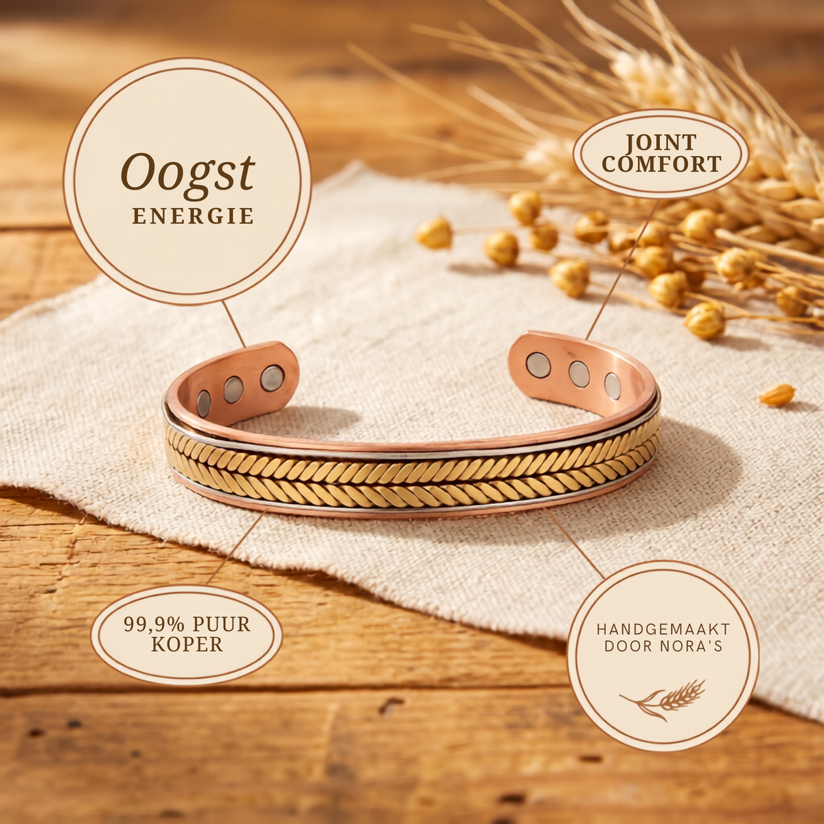 Nora's Oogst Koperen Armband
