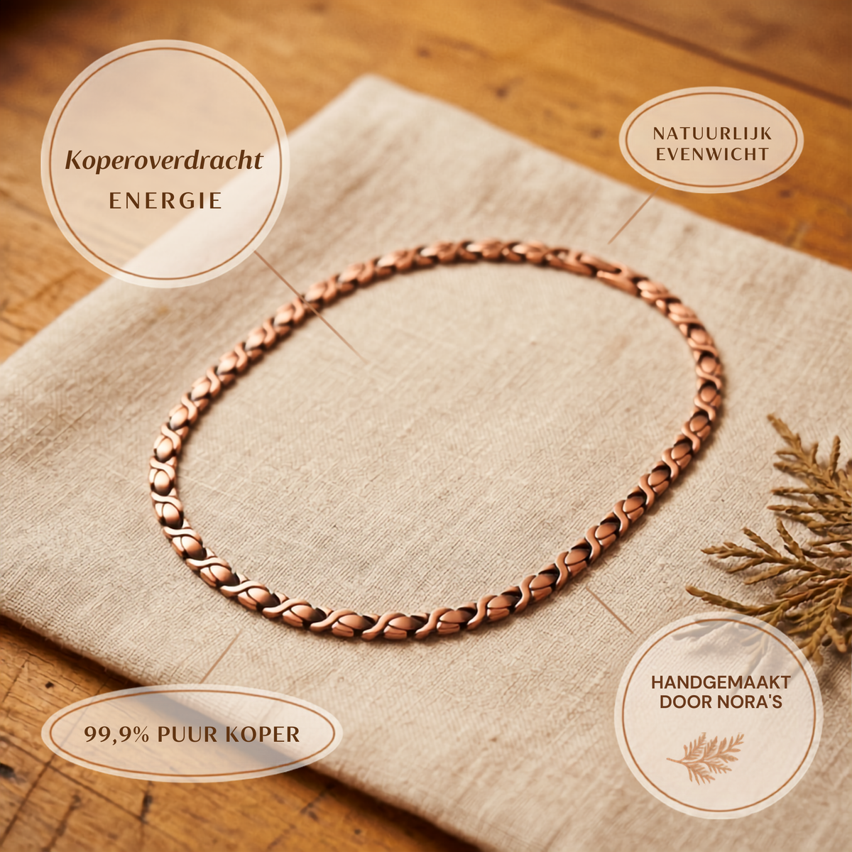 Nora's Ceder Koperen Ketting