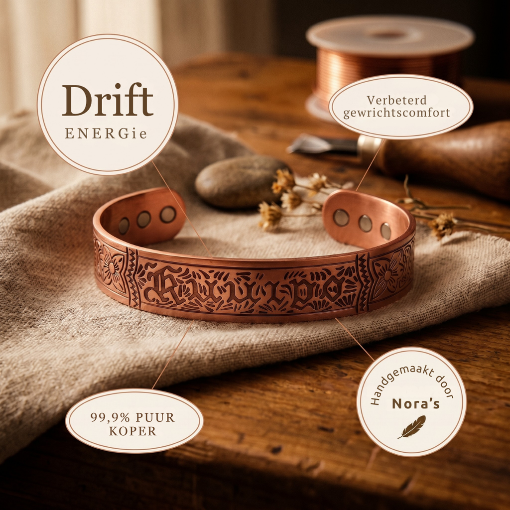 Nora's Drijfhout Koperen Armband