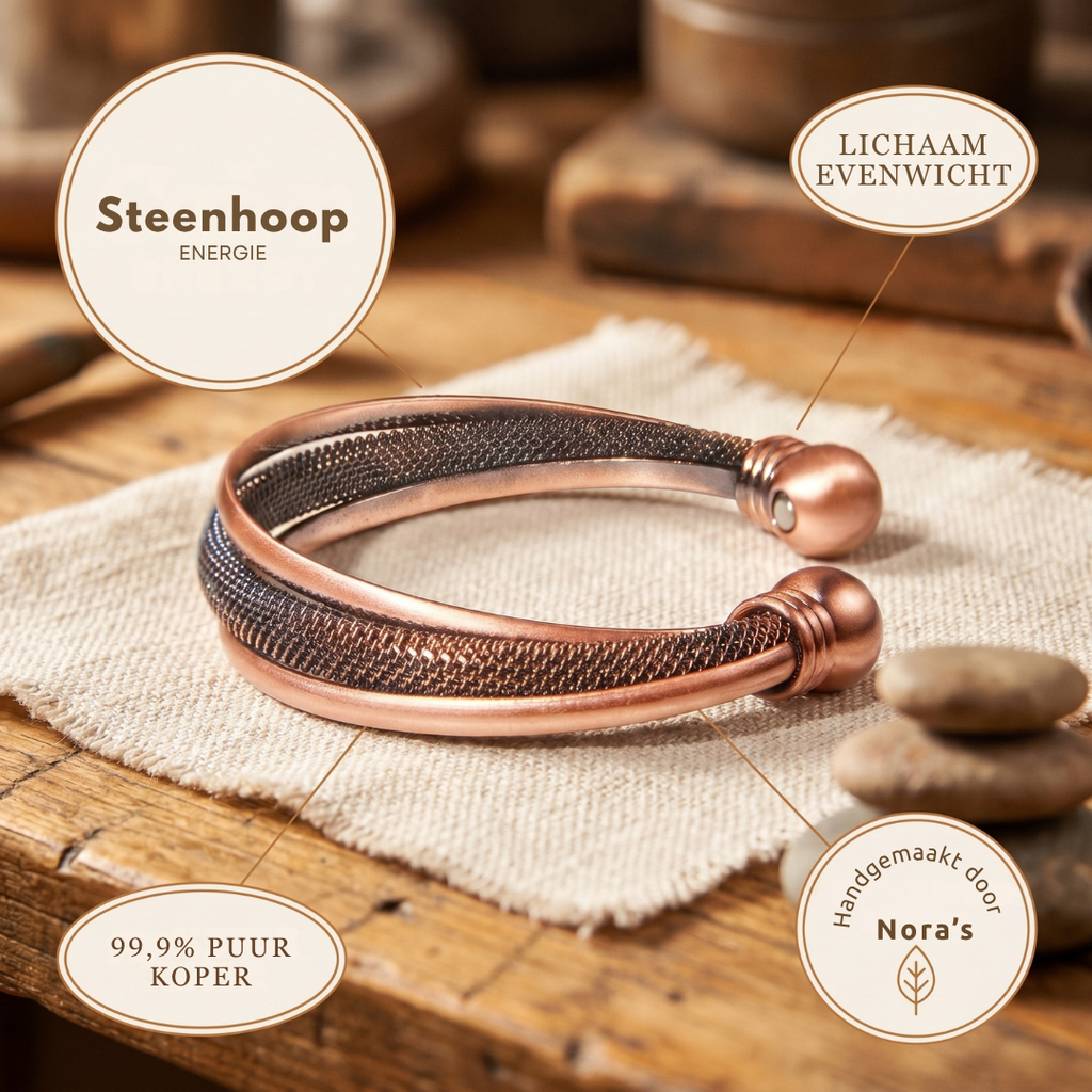 Nora's Steenstapel Koperen Armband
