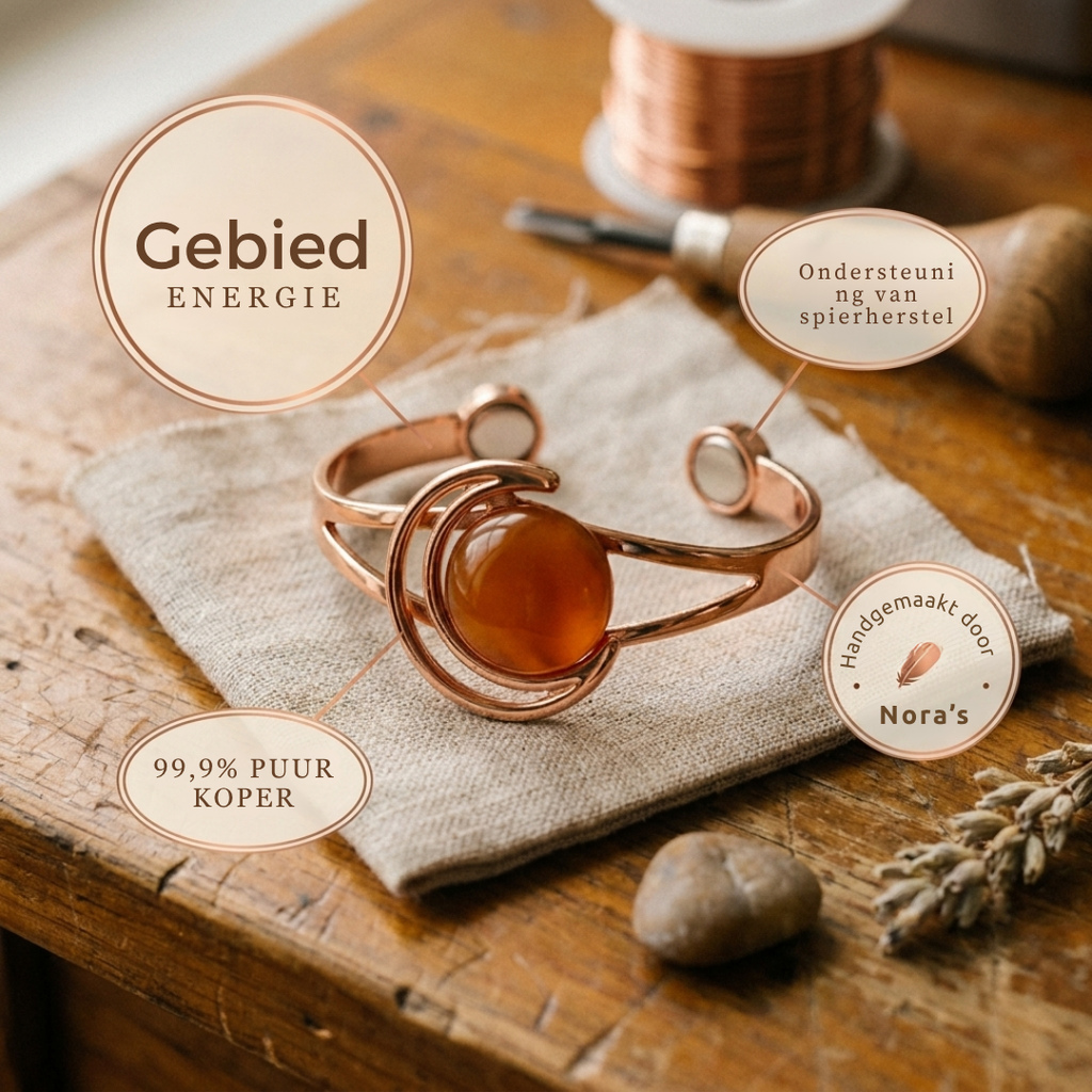 Nora's Oranje Bol Koperen Armband