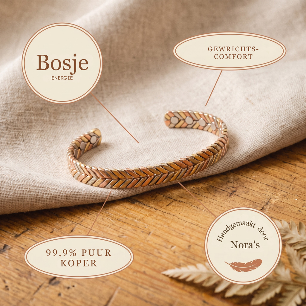 Nora's Kreupelhout Koperen Armband