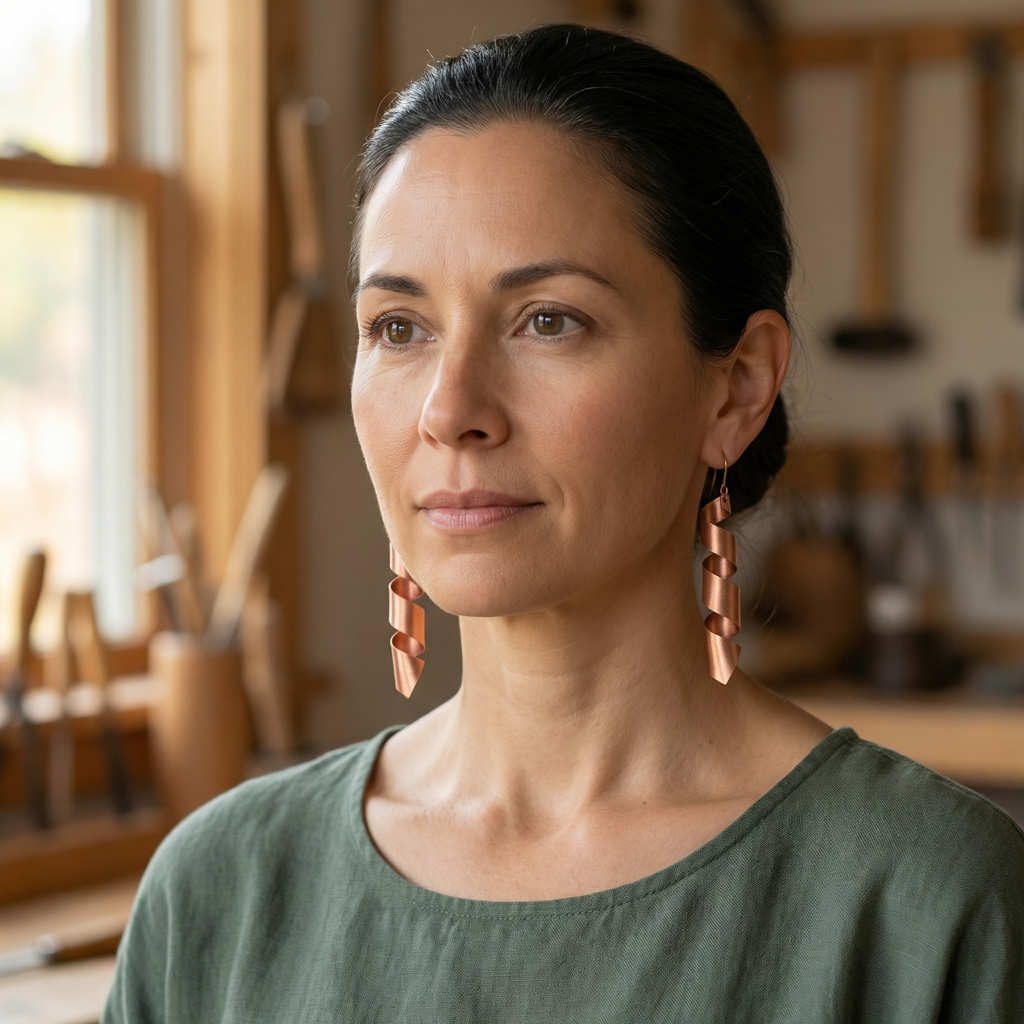 Nora's Schemer Koperen Oorbellen