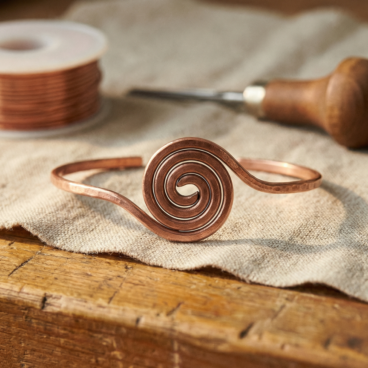 Nora's Spiraal Koperen Enkelband