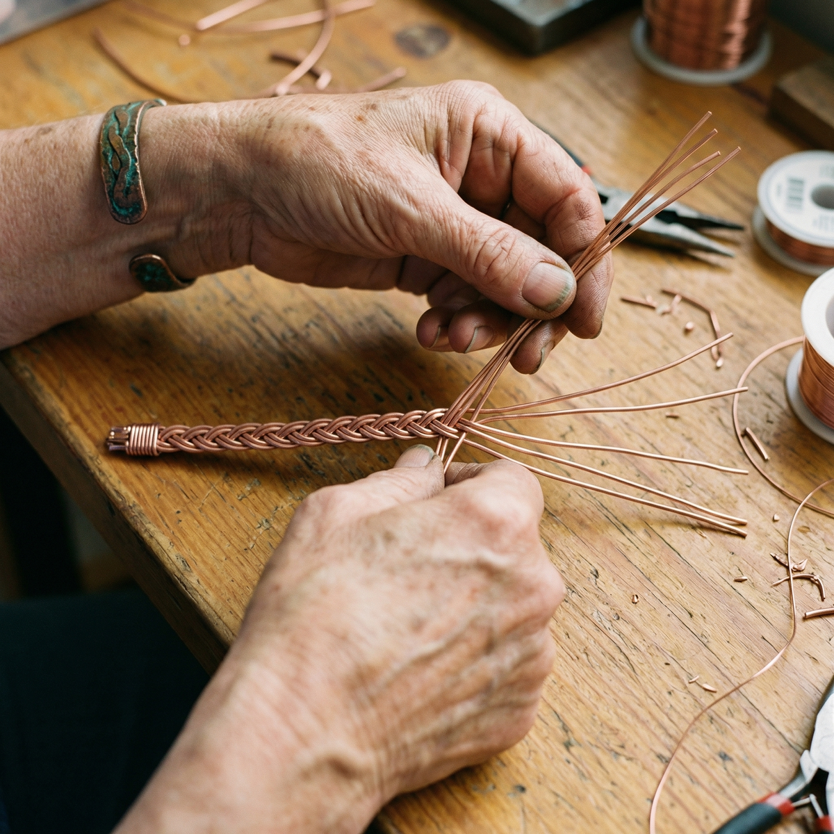 Nora's Riet Koperen Enkelband