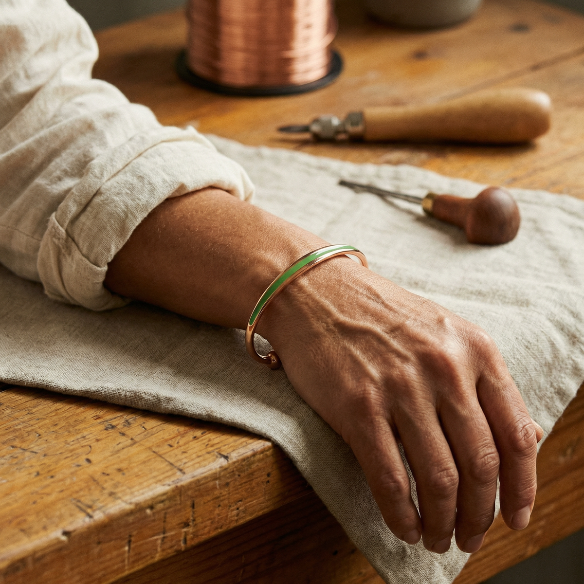 Nora's Jade Koperen Armband
