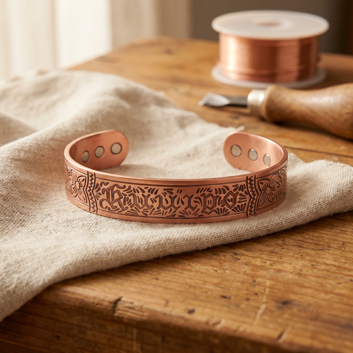 Nora's Drijfhout Koperen Armband