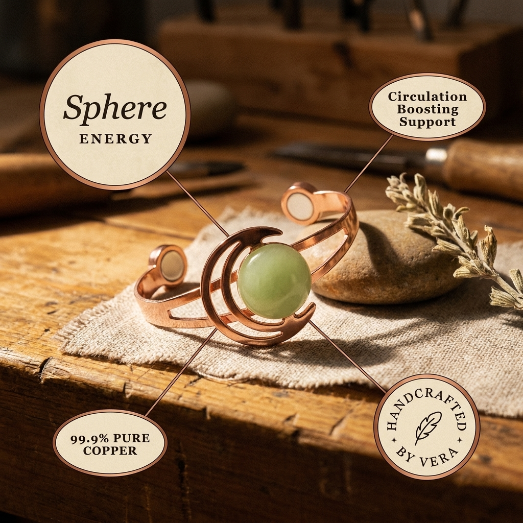 Nora's Groene Bol Koperen Armband