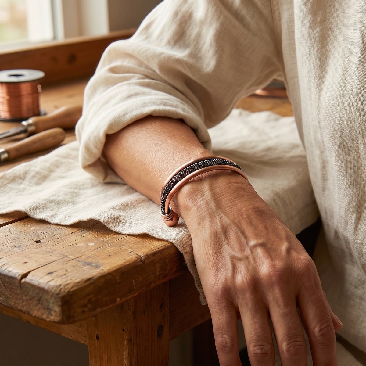Nora's Steenstapel Koperen Armband