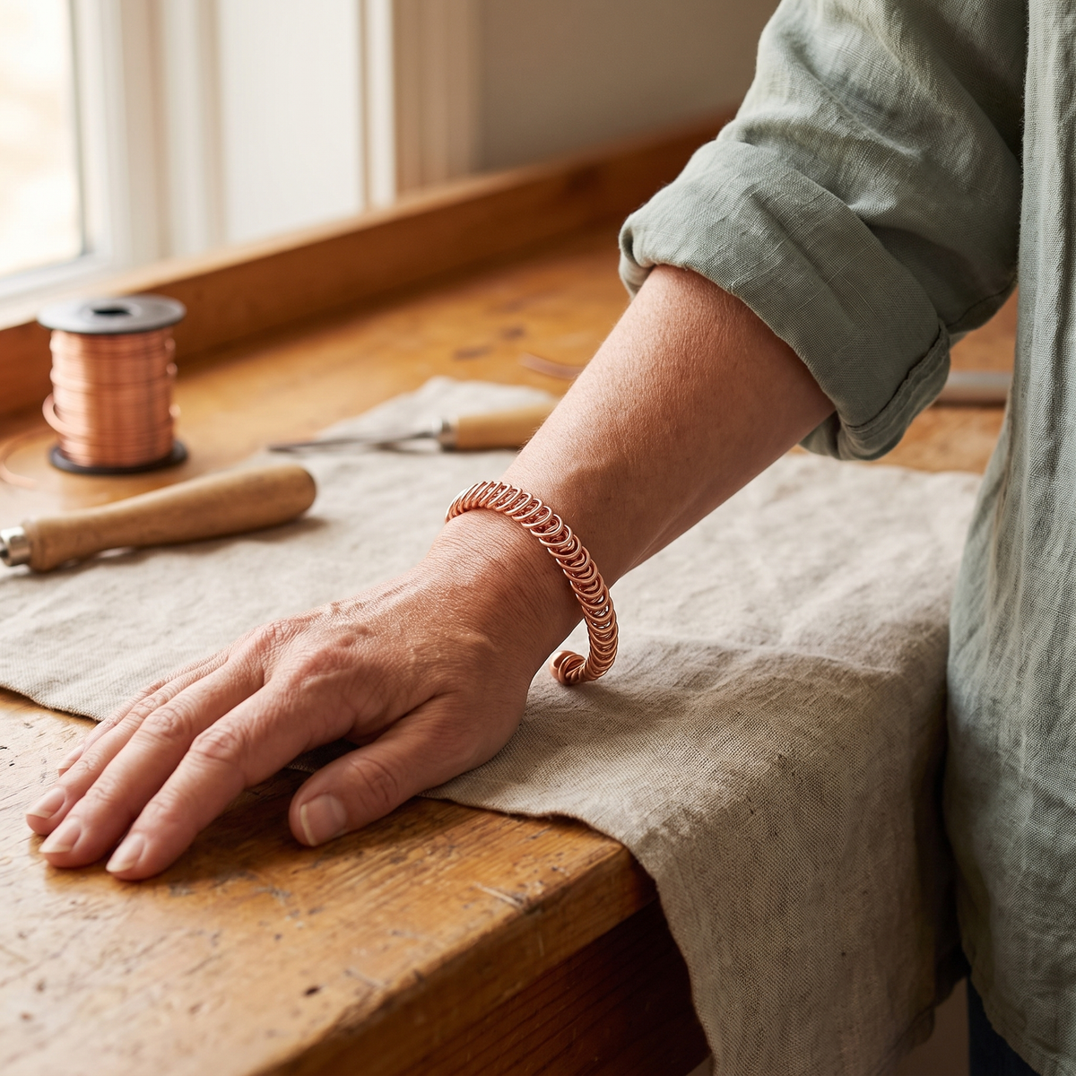 Nora's Windvlaag Koperen Armband