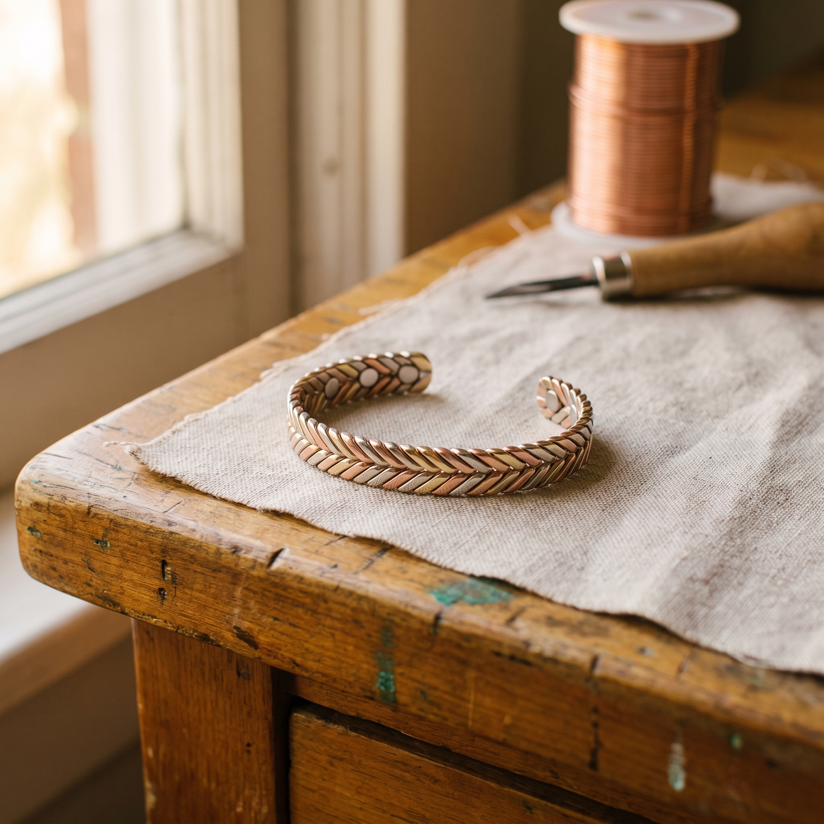 Nora's Kreupelhout Koperen Armband