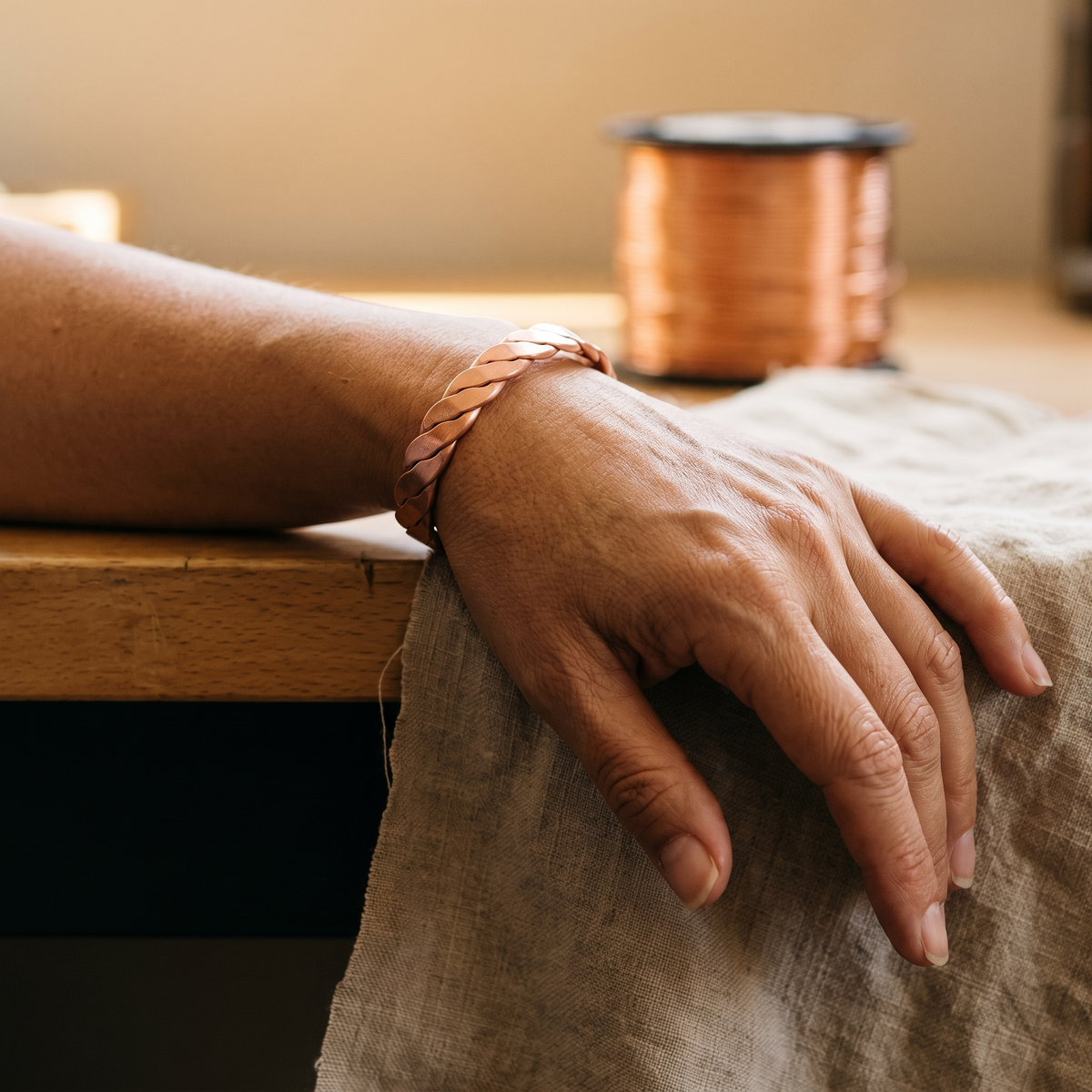 Nora's Riet Koperen Armband
